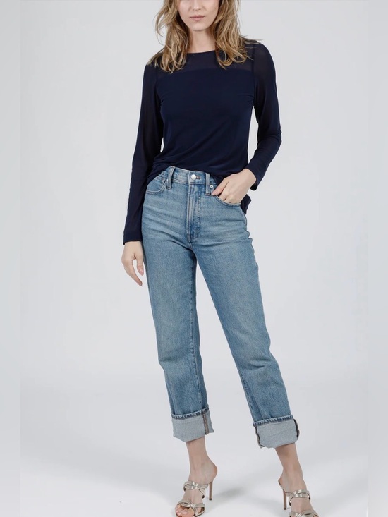 Hilton Hollis Tops - NWT Hilton Hollis Navy Power Mesh Bateau Top Sz S